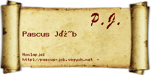 Pascus Jób névjegykártya